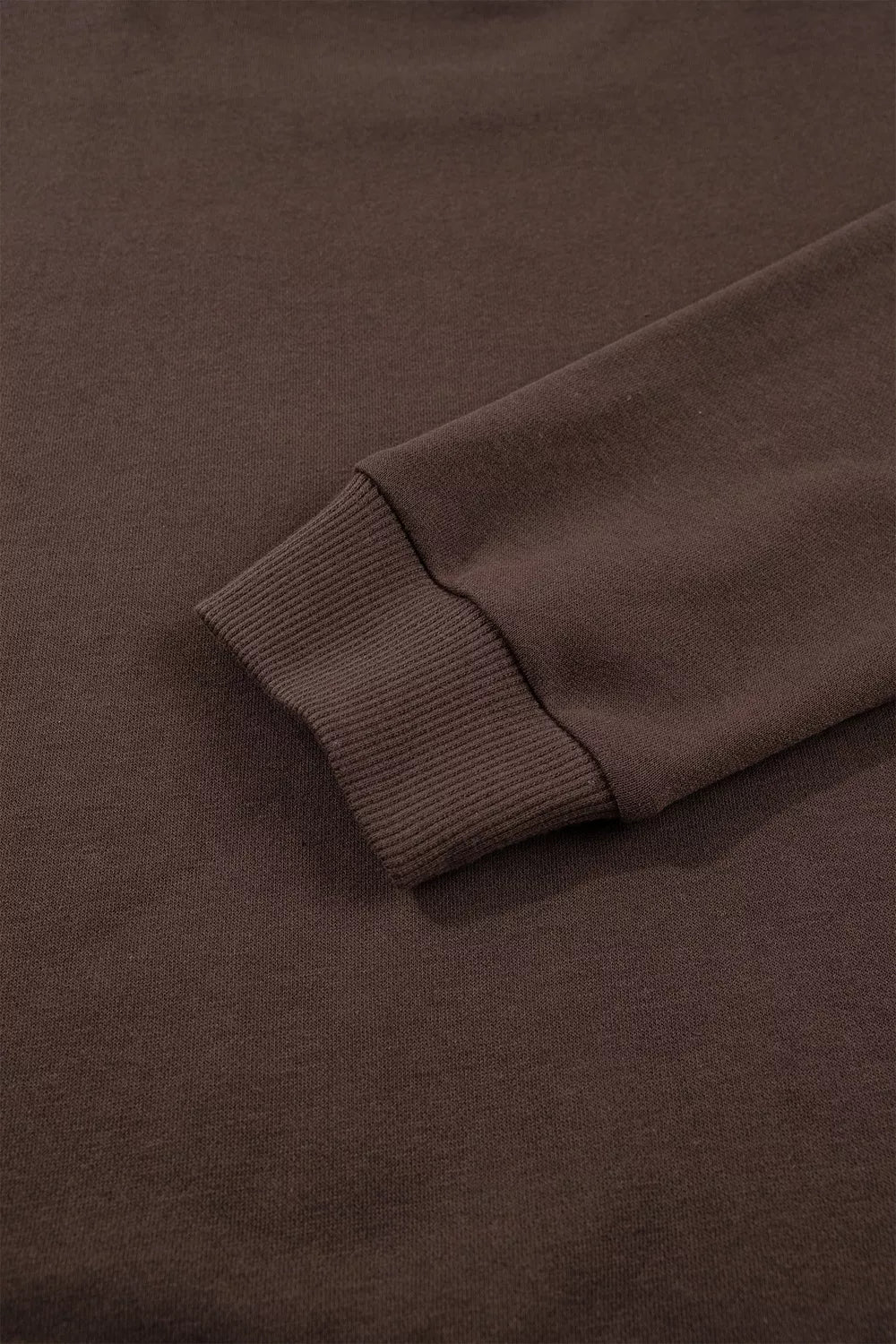Dark brown crewneck sweatshirt with plaid PRAY graphic, view 13
