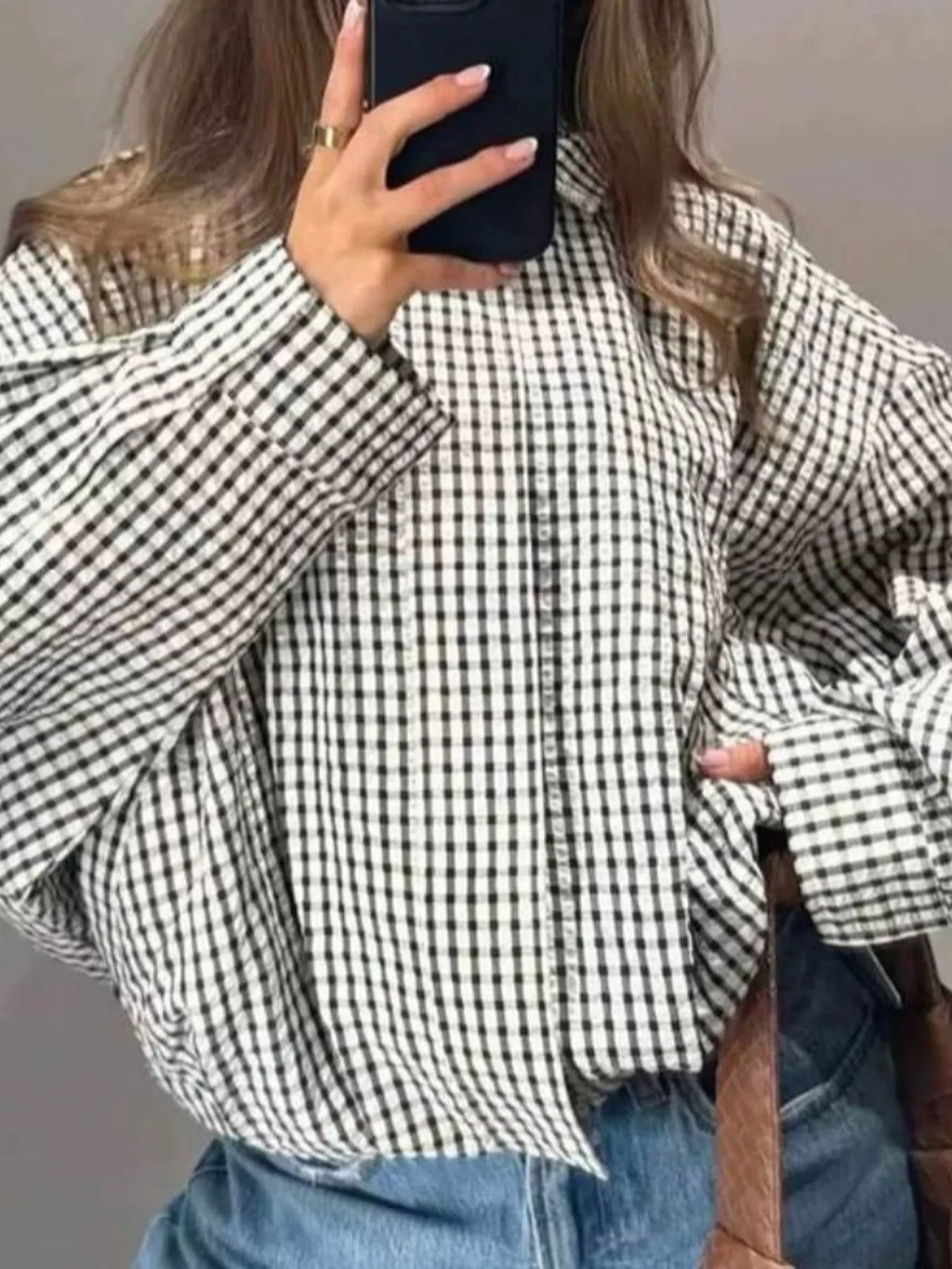 Plaid stand collar cropped jacket, view 14