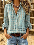 Full size long sleeve shirt with circle pattern from Trendsi, featuring a casual fit and stylish design.