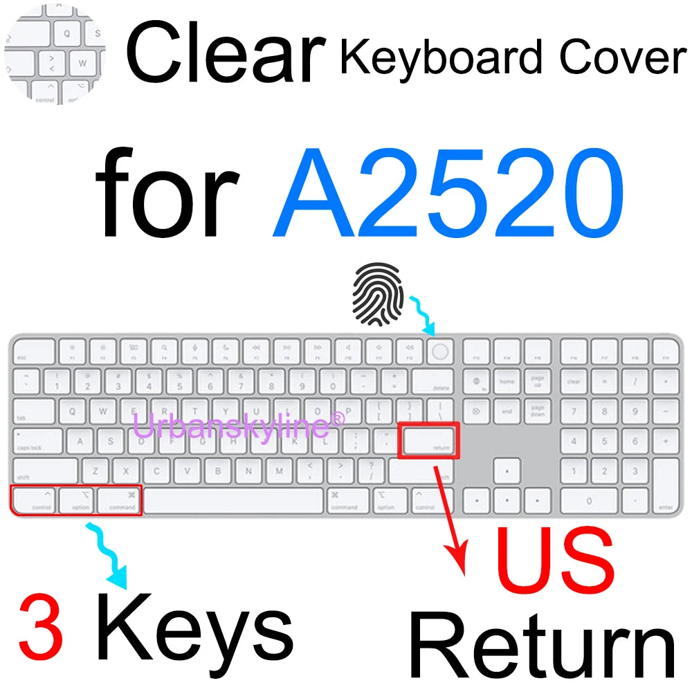 Clear Silicone Keyboard Cover for Apple Magic Keyboards