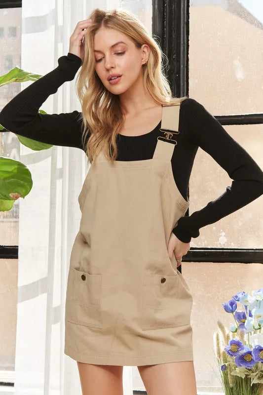 Trendsi ADORA adjustable wide strap square neck overall dress shown on a model, featuring a stylish and versatile design.