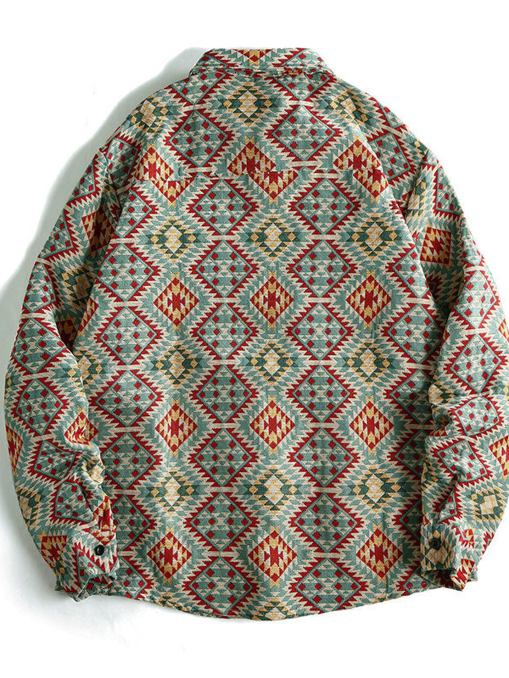 Men's geometric pattern button-up shacket, view 4