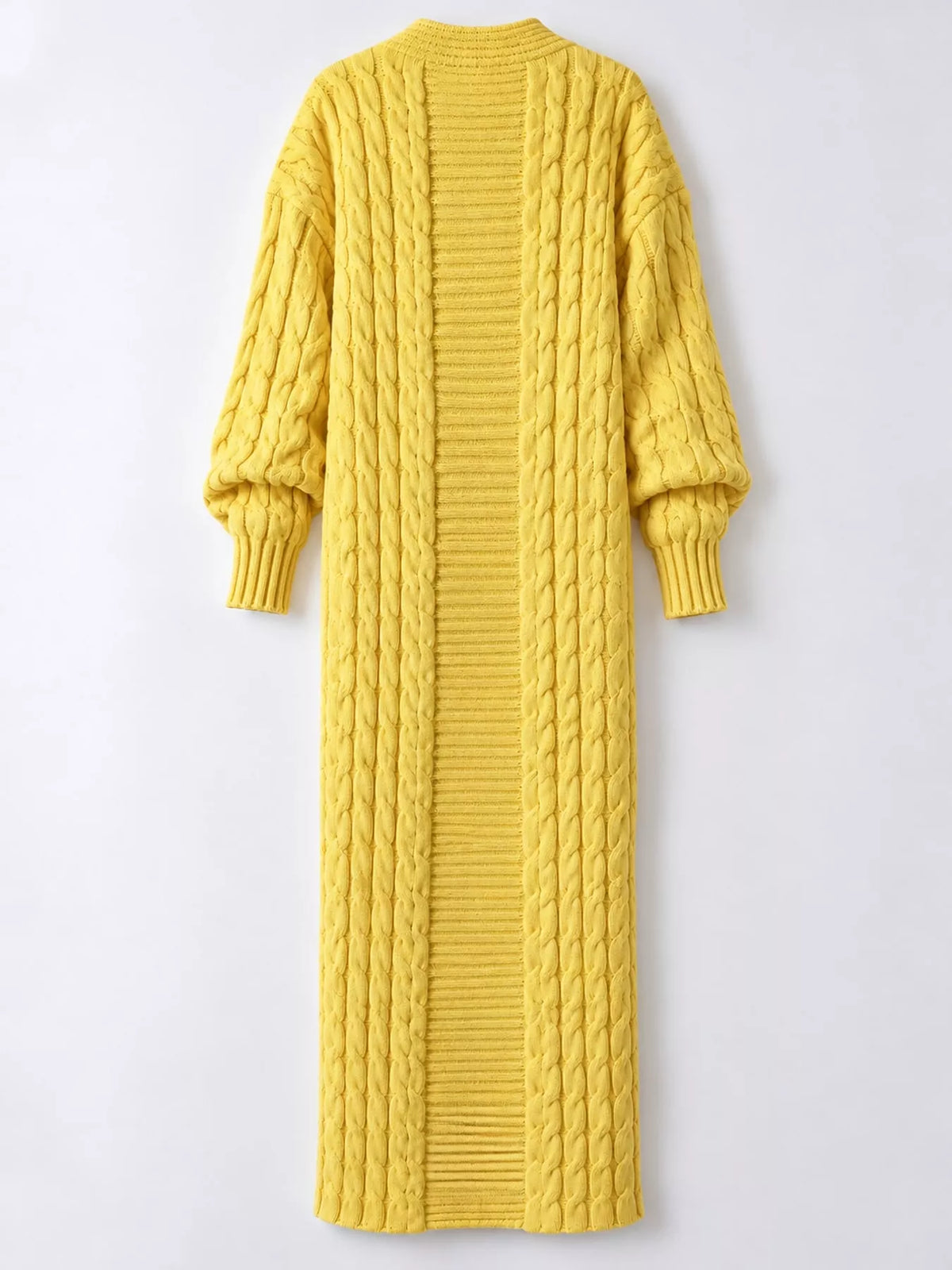 Cable knit longline open-front cardigan, view 21