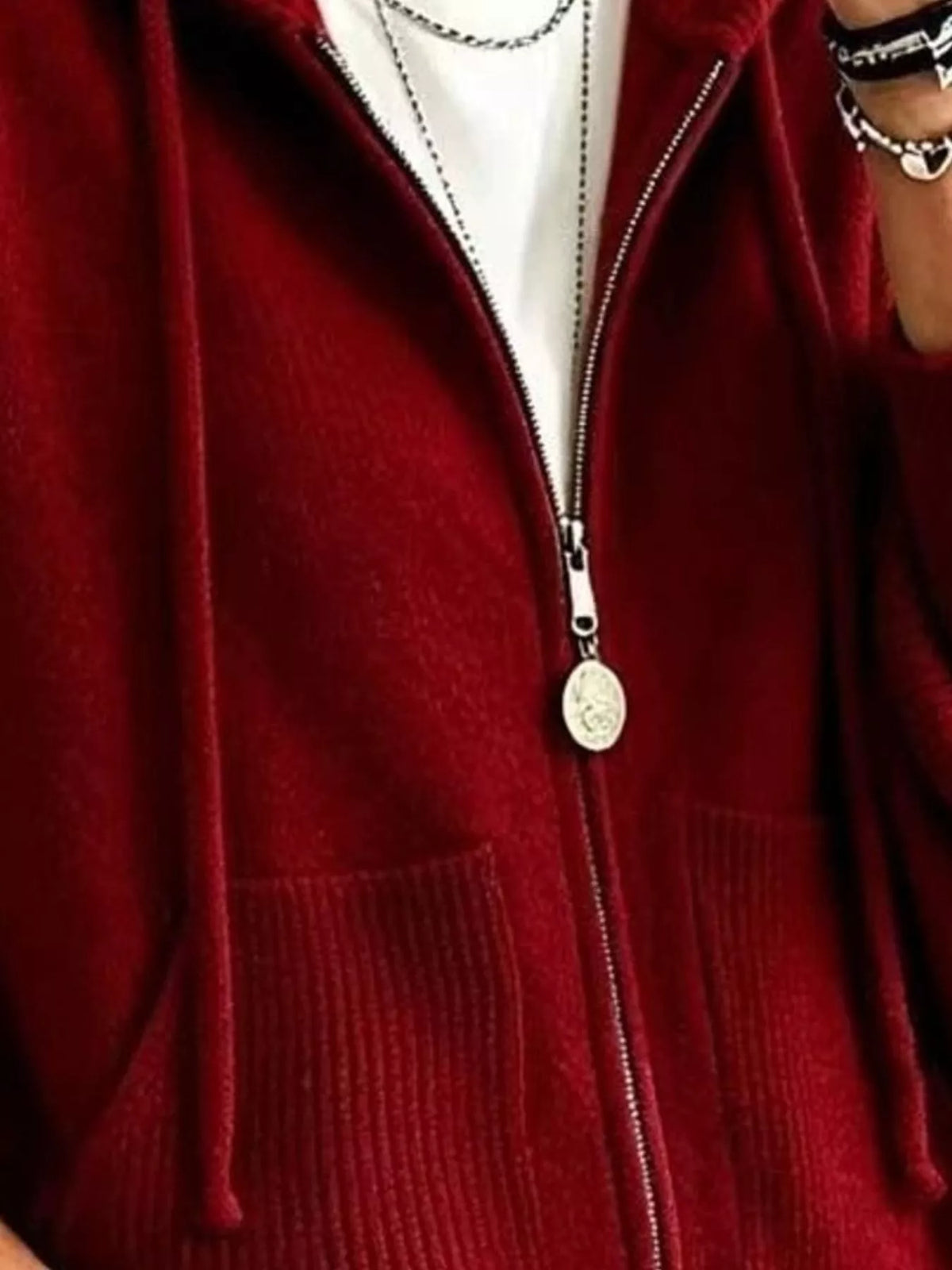 Plus size hooded zip-up knit cardigan, view 10