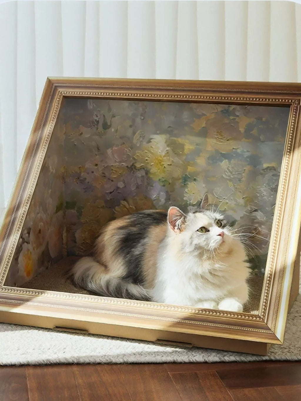 Artistic Frame Cat Scratcher Nest by Trendsi showcasing a cozy, stylish cardboard scratching and resting spot for cats.