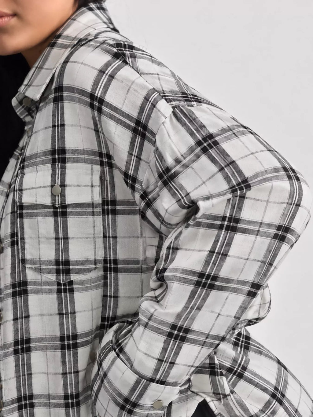 Trendsi plaid button-up shirt featuring a classic tartan pattern, long sleeves, and a collared neckline on a white background.