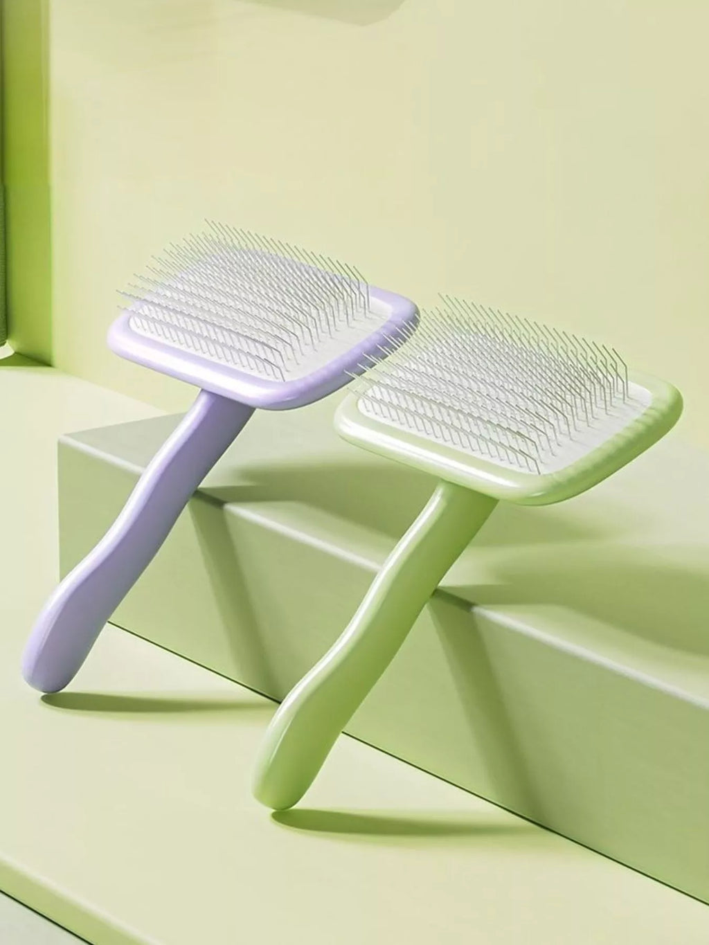 Gentle Pet Hair Remover Slicker Brush from Trendsi showing fine metal bristles for removing loose pet fur from coats