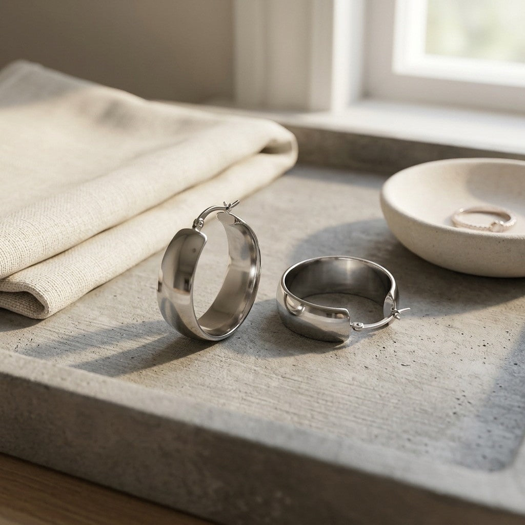 Polished hoop earrings jewelry gift and fashion accessory
