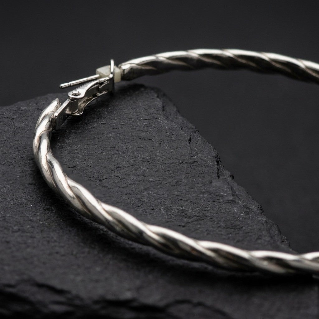 Textured twisted silver-tone hoop earrings for casual and evening looks