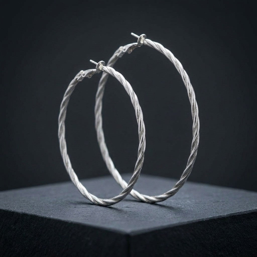 Silver-tone twisted hoop earrings accessory for everyday and occasion wear